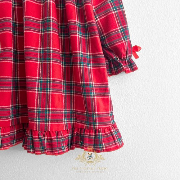 NWT Pretty Girls Pajamas Dress Christmas Pjs Kids Sleepwear Plaid Red Green 5-6T - Picture 4 of 4
